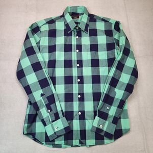 UNTUCKit Button Up Shirt Men's M Green Blue Buffalo Plaid Long Sleeve Cotton